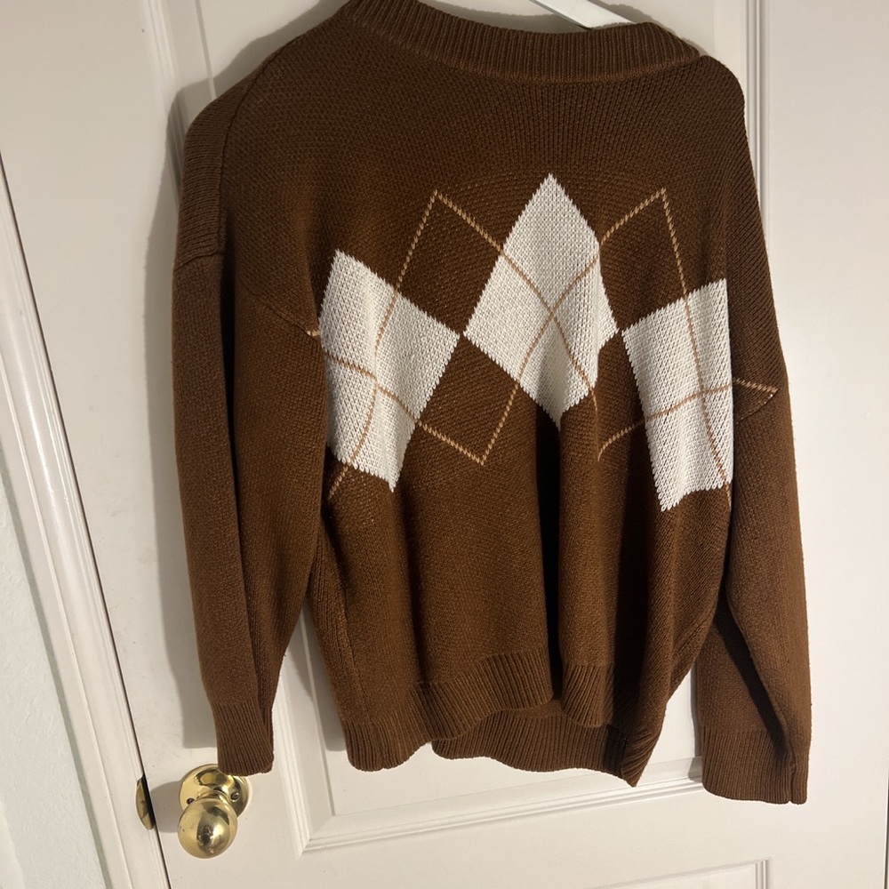 brown argyle sweater